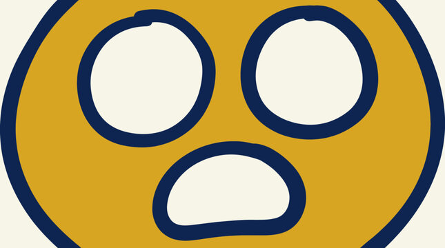Vector illustration of a surprised yellow character face with wide eyes and open mouth expressing shock and disbelief