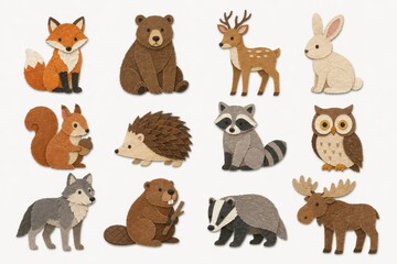 Fototapeta premium Whimsical felt woodland animal collection