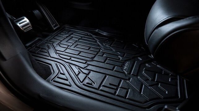 Durable Black Rubber All Weather Car Floor Mats Protecting Vehicle Interior from Dirt and Debris