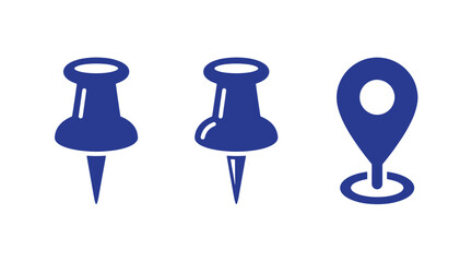 Naklejka premium Graphic icon set featuring two pushpins and a location marker location stationery interface application business planning organizing important attention minimalist