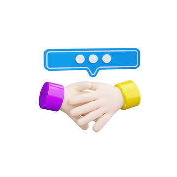 Handshake with Speech Bubbles 3d render icons