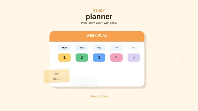 Minimalist digital weekly study planner animation template featuring colorful daily tasks and schedule management layout video footage