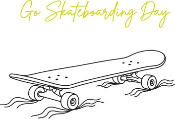 Go skateboarding day illustration of a skateboard with wavy lines © Raja