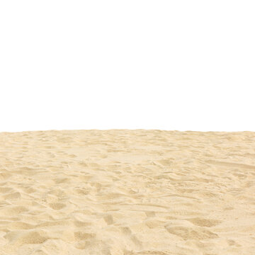 beach shore with footprints on sand isolated on white background