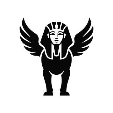 Front View Winged Sphinx Egyptian Mythology Vector