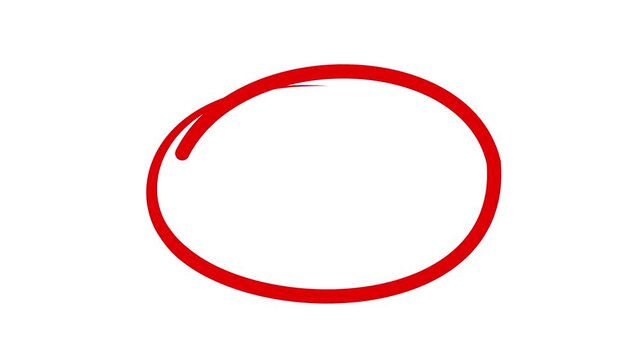 hand drawing different circles animation isolated on white background, Handwritten red circle. For marking text, numbers, marker pen, Motion graphics of concept.