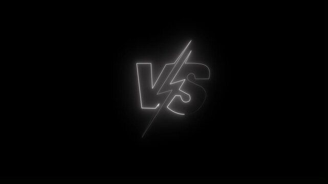 A dynamic "VS" icon features bold, contrasting letters with sharp edges. Vs versus neon and battle battle animation Battl Concept Symbolizing Competition, Rivalry, and Versus Conflict on Sleek Backgro