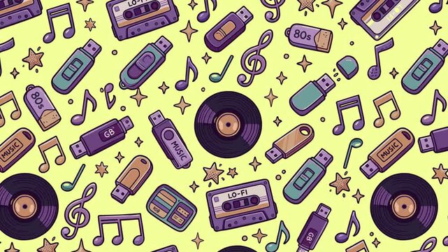 Fondo animado de recuerdos retro