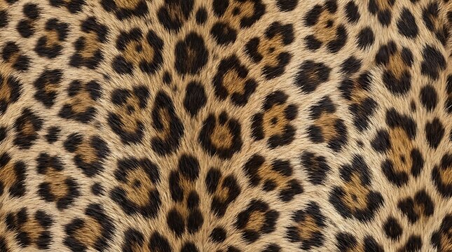 Seamless leopard print textile pattern with natural animal fur