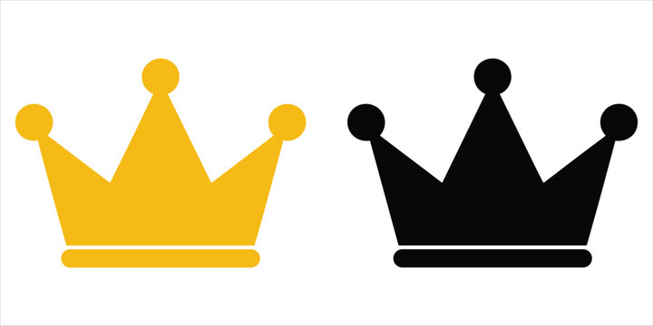Golden and black crown two royal symbols, one yellow and one black, representing royalty, power, and leadership, isolated on