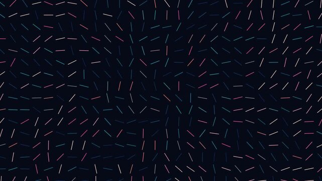 Coral pink and blue short lines pattern on dark navy background
