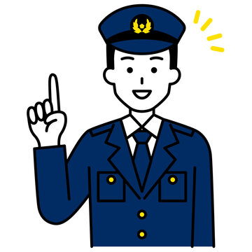 アイデアをひらめく男性警察官
