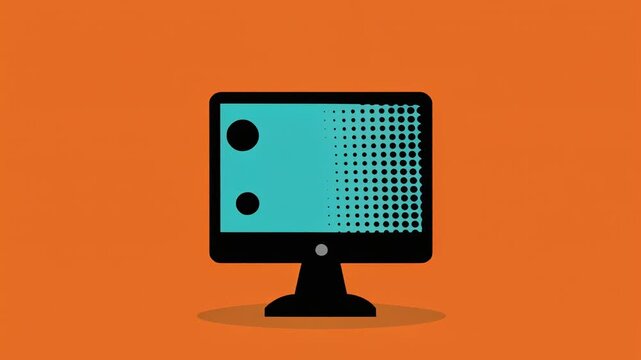 Pop Art Computer Monitor Animation, Digital Technology Concept