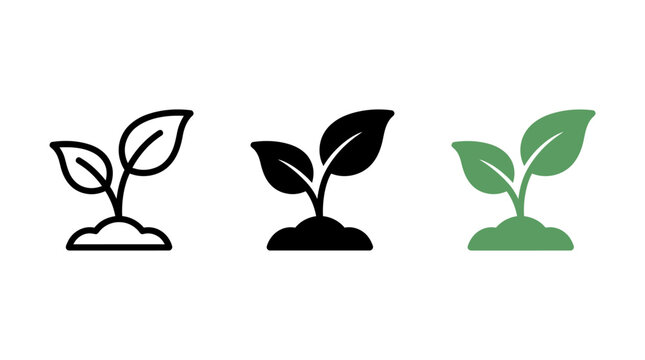 Seedling plant sprout leaf green icon set vector illustration design symbol