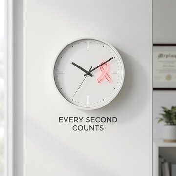 Modern wall clock with a floral design and motivational quote in a bright interior