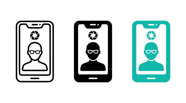 Virtual try on smartphone screen icon design set vector illustration graphic