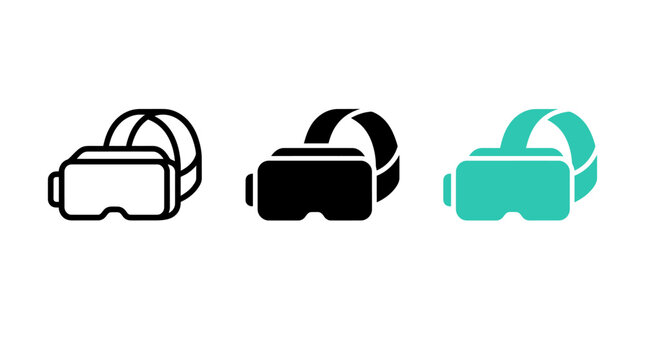 Virtual reality headset vector icon set illustration for digital technology design