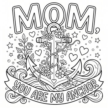 Black and white line art coloring page with illustration