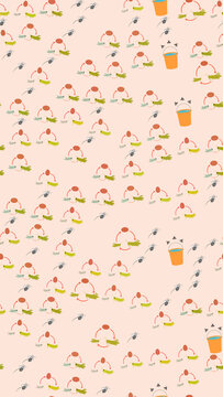 Cartoon insects and life cycle diagrams pattern