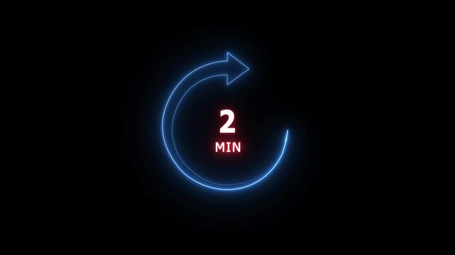 2 Min clock icon animation. 2 minute animation on black background and creating a stunning 4k video.