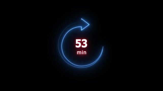 53 min clock icon animation. Clock 53-minute icon Digital and analog clock 53 minutes isolated on white background. and creating a stunning video.4k video.