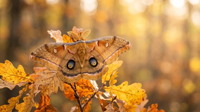 polyphemus moth close up at morning light in great smoky mountains tennessee video