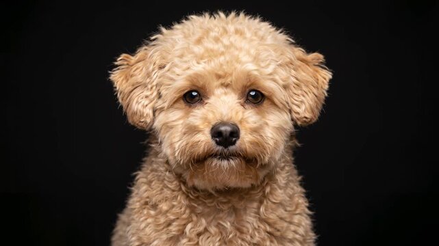 pomapoo dog close up isolated on black background video