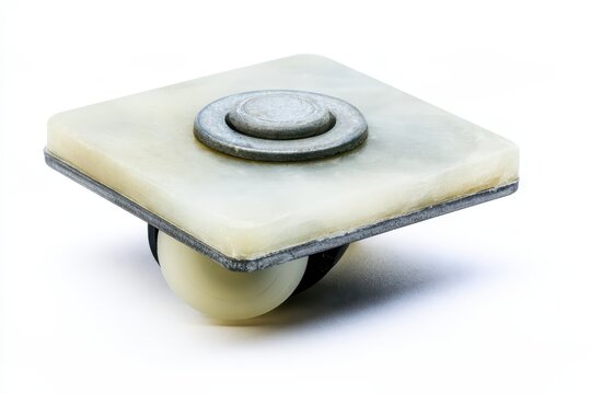 Square furniture glide with metal disc and wheel