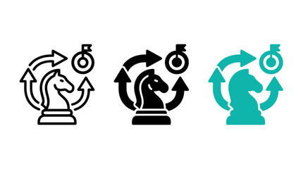 Business tactics icon design featuring chess knight, arrows and target symbol © Al Rafi