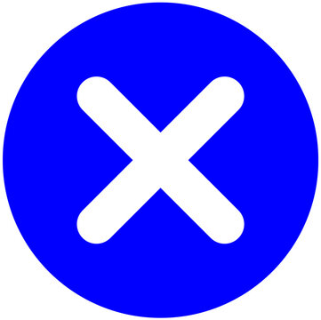 Blue Circle Cross Icon for Cancel, Close, Delete, Reject and Error Button PNG Vector Clipart