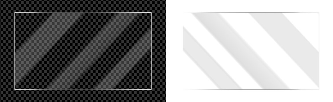 Realistic portrait shiny glossy glass panel with light glare reflective surface effect overlay on isolated background rectangle gradient window Clear showcase