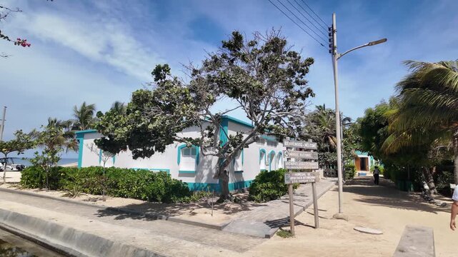 Caribbean style houses along a sandy street in Gran Roque village