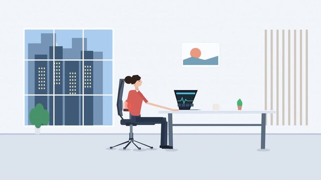 back pain posture ergonomic office work vector animation video