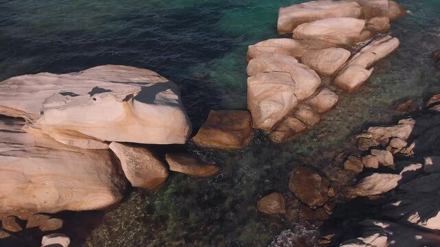 Aerial drone reveal of Platanitsi Beach and Mount Athos, Sithonia, Greece