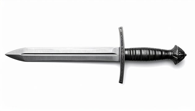 Close up on ancient dagger isolated on white background 