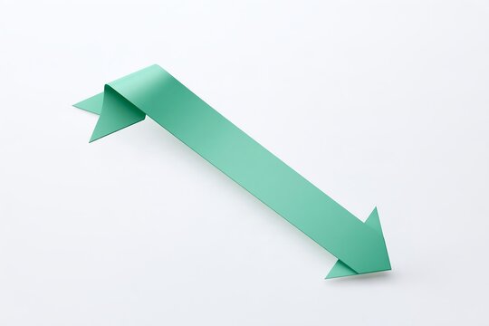 Pale Green Arrow Descending Diagonally on White