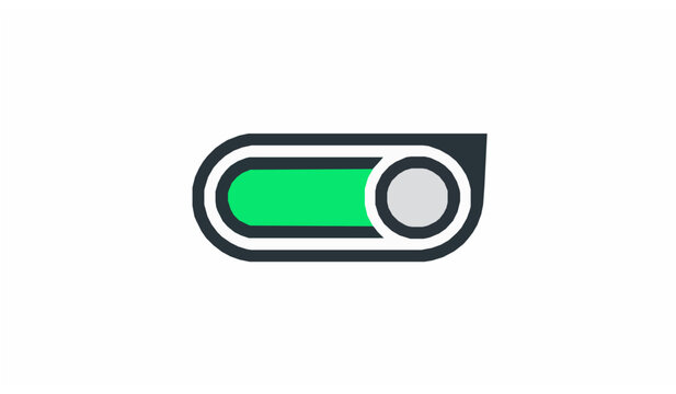 Modern green user interface toggle switch slider button icon in enabled active position for app