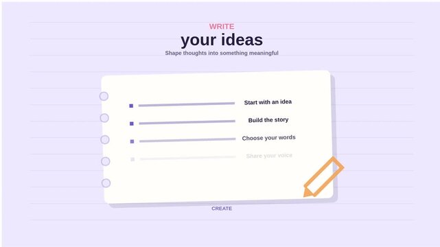 Creative writing animation listing your ideas step by step on digital notepad video clip