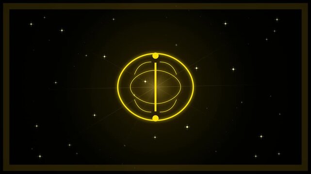 Abstract Golden Sphere Orbiting in Starry Space - Futuristic Sci-Fi Technology Concept