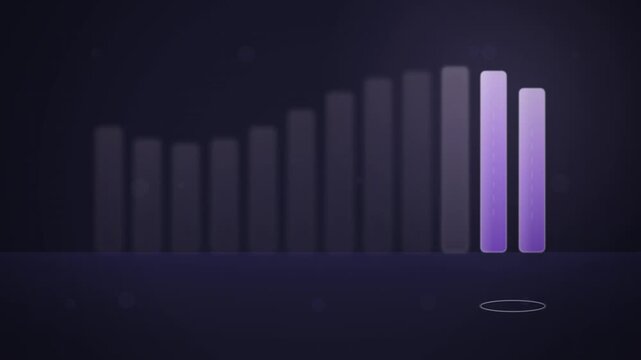 Abstract glowing bars graph visualization, digital data analytics, financial success, futuristic concept