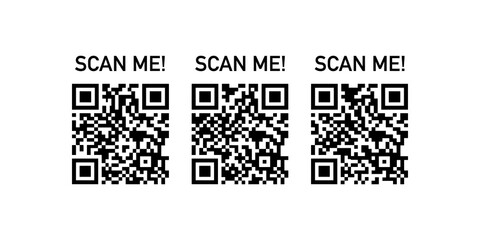Fototapeta premium QR codes with scan me text for marketing and easy information retrieval.