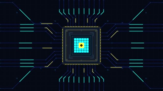 digital cpu microprocessor chip technology motion graphic background