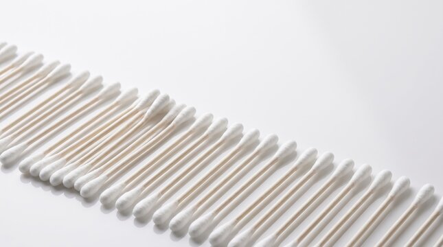 Cotton Swabs Arranged On Acrylic - Commercial Stock Photograph