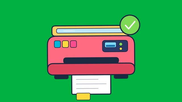 Animation of a modern multifunction printer copying and printing a paper document