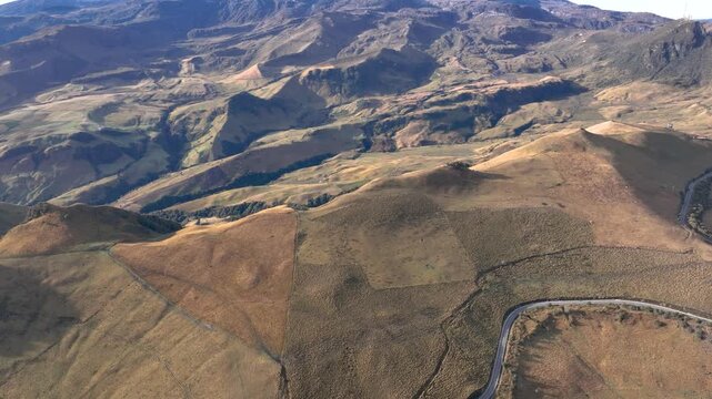 Nevado del Ruiz Volcano with Visible Volcanic Plume over the Colombian Andes. Establishing Shot. Aerial View.