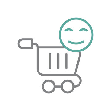 Consumer confidence outline dual color icon, suitable for consumer sentiment, purchasing behavior, economic analysis, market research, and business forecasting. Vector illustration
