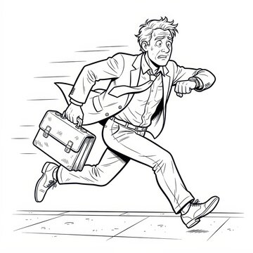 Stressed businessman running late checking watch
