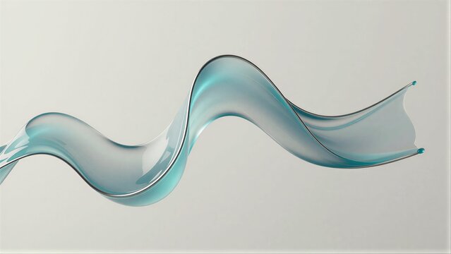Blue translucent wave-like form against a plain white background.
