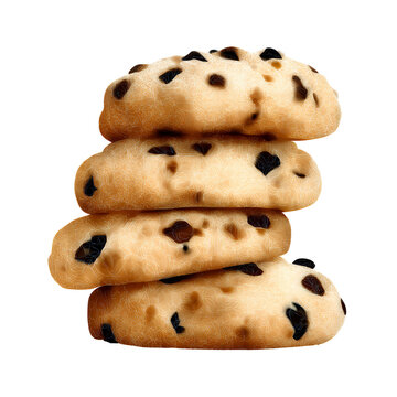 Delicious chocolate chip cookies stacked high, golden brown baked sweet biscuit treats for dessert