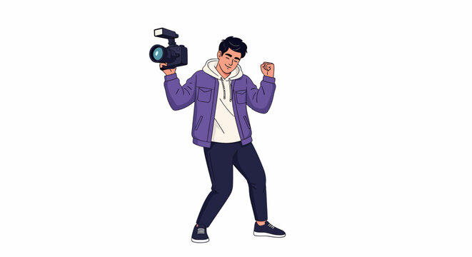 Dancing Hispanic Creator Filming Victory Dance for Comeback